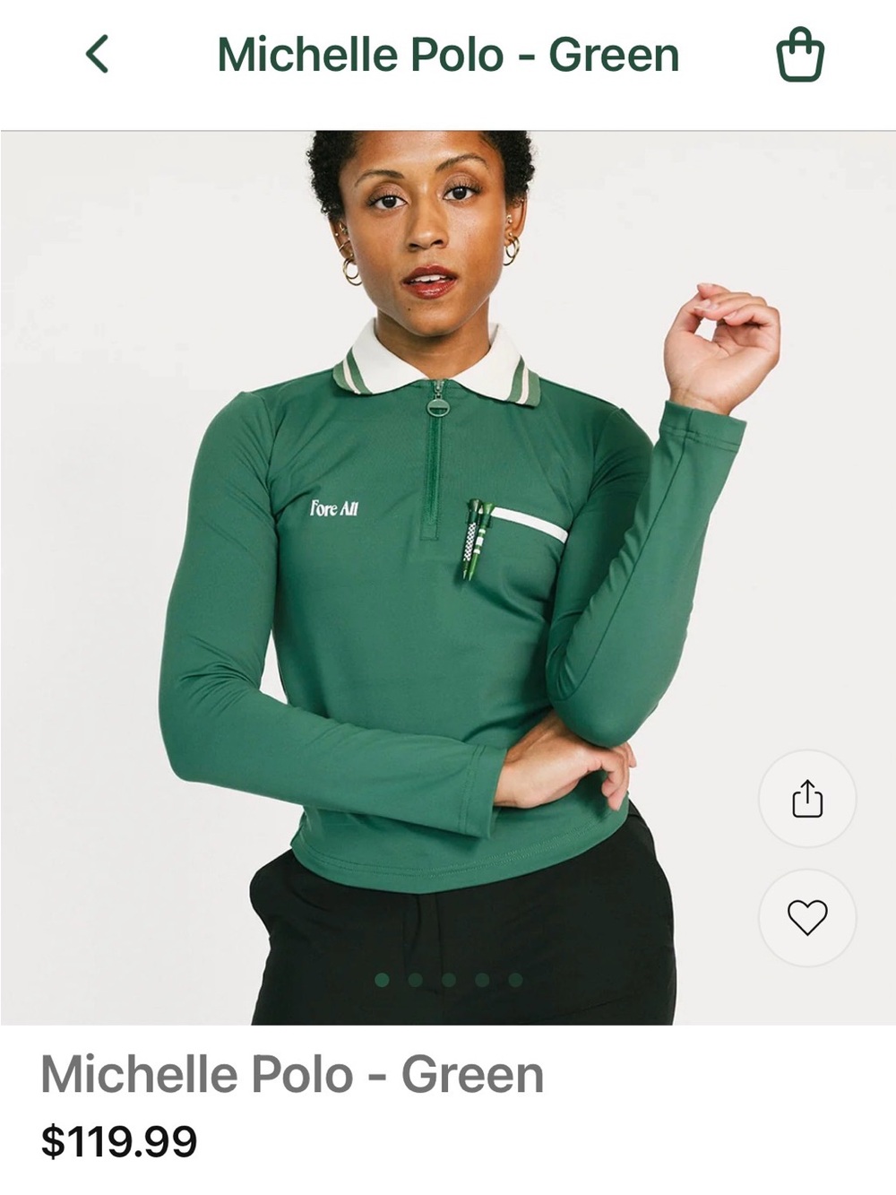 ⛳️Fore All Fitted Michelle Long-Sleeve Polo Top -Green This is a fitted XXL